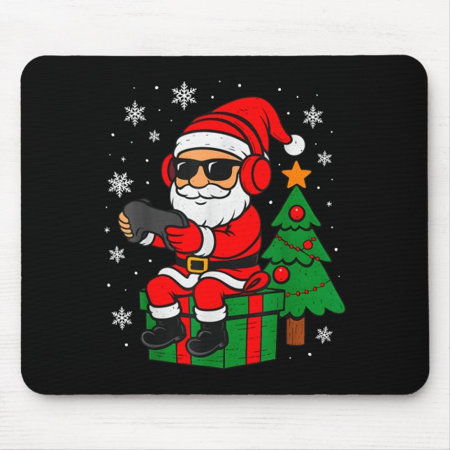 Christmas Gamer Retro Santa Funny Xmas Gaming Men  Mouse Mat (Front)