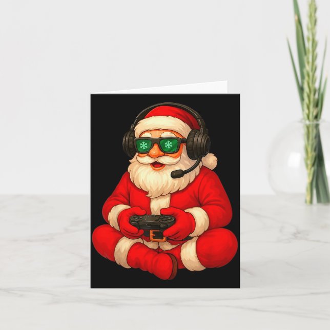 Christmas Gamer Santa Video Game Gaming Boys Men K Card (Front)