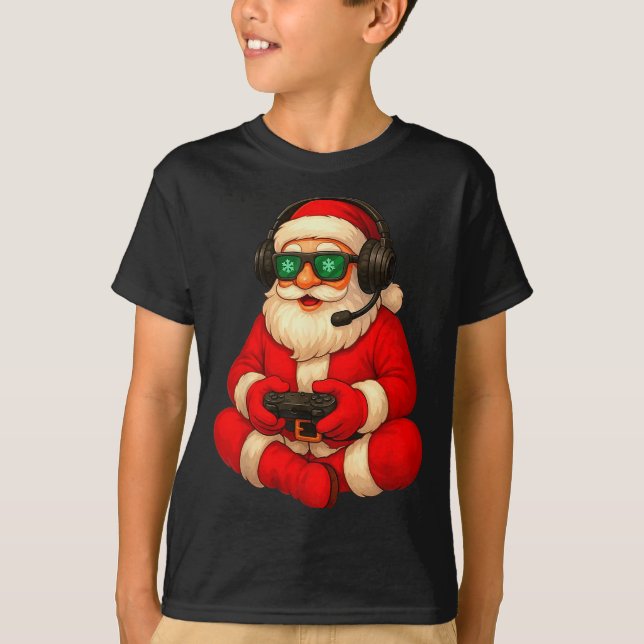Christmas Gamer Santa Video Game Gaming Boys Men K T-Shirt (Front)