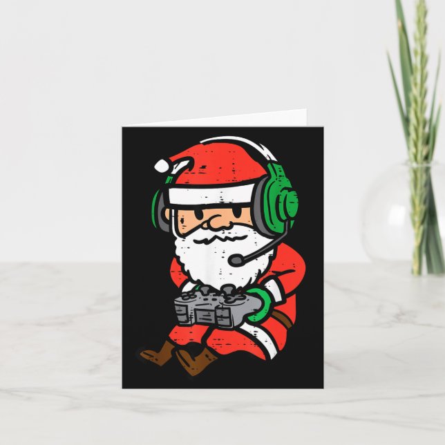 Christmas Gamer Santa Xmas Gaming Men Boys Kids Yo Card (Front)