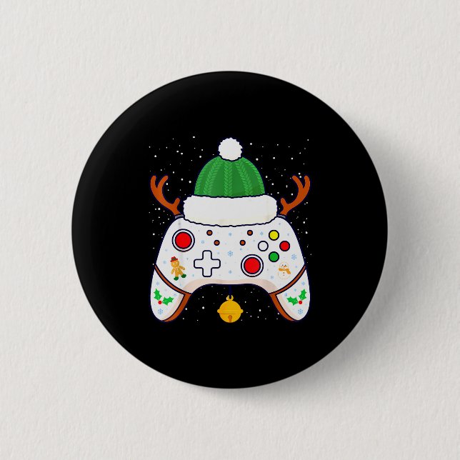 Christmas Gamer Video Game Controller Gamepad  6 Cm Round Badge (Front)