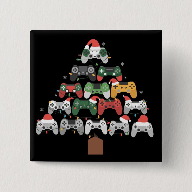 Christmas Gaming Tree Gamers Gamer Xmas Gifts  15 Cm Square Badge (Front)
