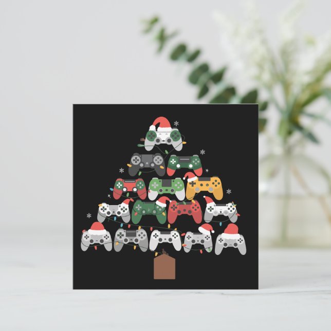 Christmas Gaming Tree Gamers Gamer Xmas Gifts  Holiday Card (Standing Front)