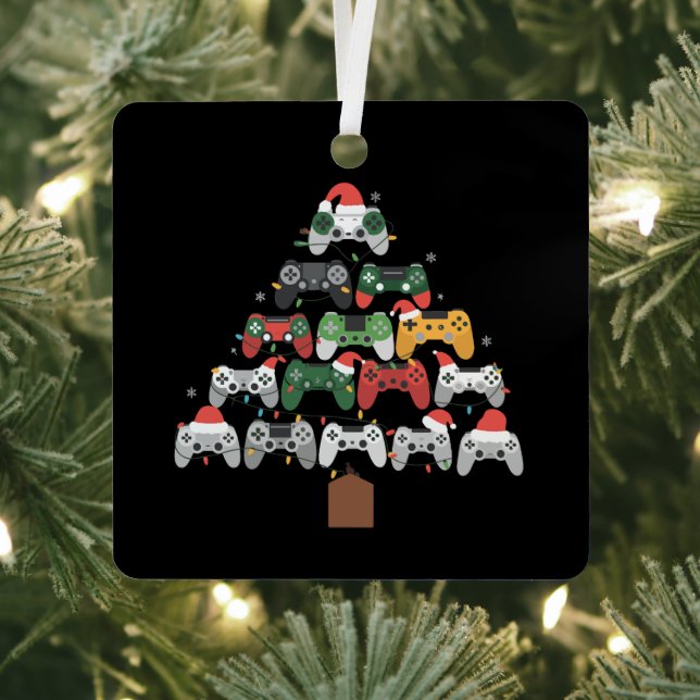 Christmas Gaming Tree Gamers Gamer Xmas Gifts  Metal Tree Decoration (Insitu)