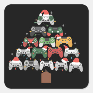 Christmas Gaming Tree Gamers Gamer Xmas Gifts Square Sticker