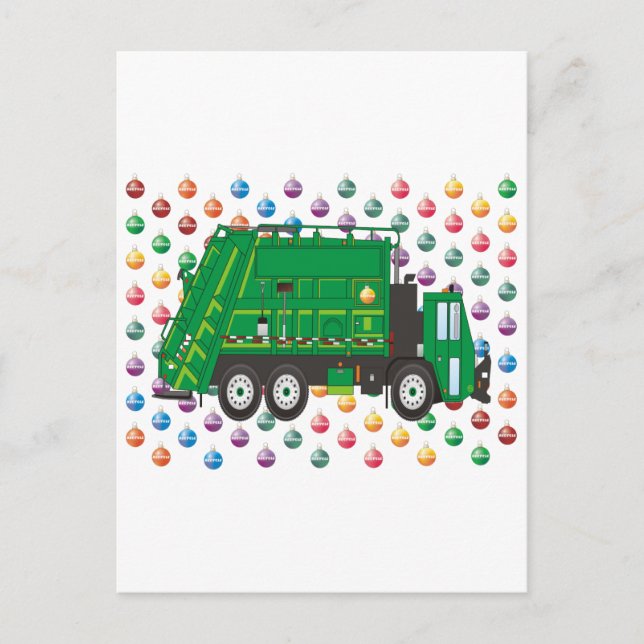 Christmas Garbage Truck December Holiday Postcard (Front)