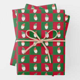 Christmas Garden Gnome Elf Wrapping Paper