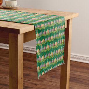 Christmas garland and ornaments holiday pattern short table runner