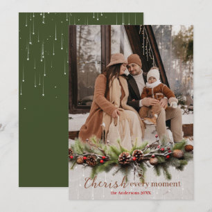 Christmas Garland and Shooting Stars Cherish the Holiday Card