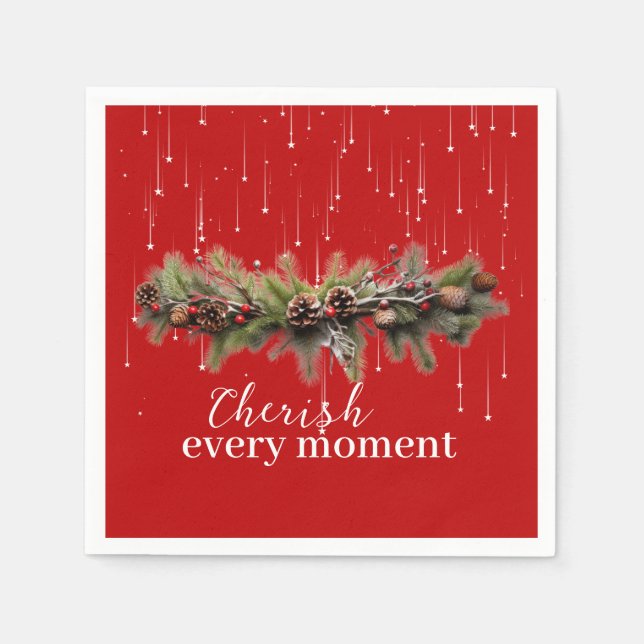 Christmas Garland and Shooting Stars Cherish the Napkin (Front)