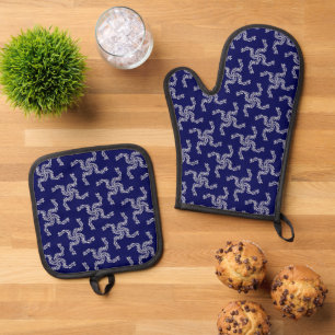 Christmas Garland Blue, Christmas Decoration, Xmas Oven Mitt & Pot Holder Set
