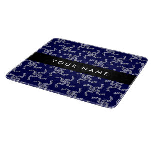 Christmas Garland, Blue, Your name, Personalise Cutting Board
