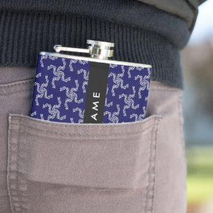 Christmas Garland, Blue, Your name, Personalise Hip Flask