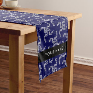 Christmas Garland, Blue, Your name, Personalise Short Table Runner