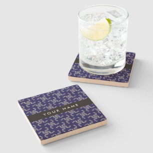 Christmas Garland, Blue, Your name, Personalise Stone Coaster