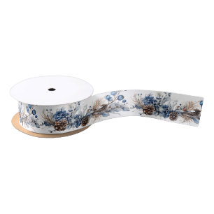 Christmas Garland Blueberries Pine Cones Satin Ribbon