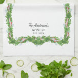 Christmas garland bow Family Kitchen Custom Tea Towel<br><div class="desc">Add a festive touch to your kitchen! This gorgeous Towel featuring a Christmas garland with bow will add a marvellous touch of red and green.</div>