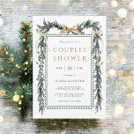 Christmas Garland Couples Shower Gold & Green      Invitation<br><div class="desc">This elegant couples shower invitation features a watercolor Christmas pine garland decorated with red ribbons,  holly berries,  botanical greenery,  and stylish calligraphy. For more advanced customisation of this design,  please click the "Customise further" link.</div>