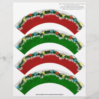 Christmas Garland Cupcake Cosie - RED and GREEN