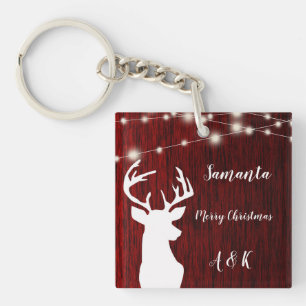 Christmas ,garland, deer head,personalised key ring