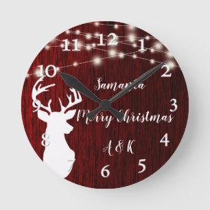 Christmas ,garland, deer head,personalised round clock