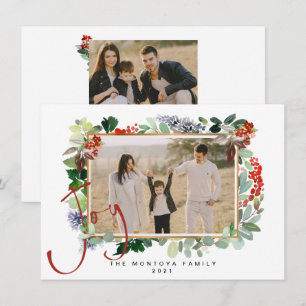 Christmas Garland Family Photo Flat Holiday Card