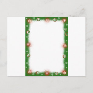 Christmas Garland Fuzzy border Holiday Postcard