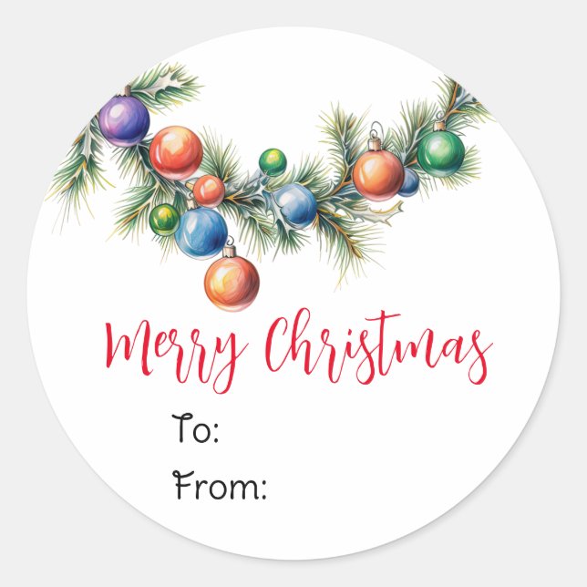 Christmas Garland Gift Tag Sticker (Front)