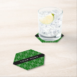 Christmas Garland, Green, Your name, Personalise Paper Coaster