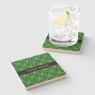 Christmas Garland, Green, Your name, Personalise Stone Coaster