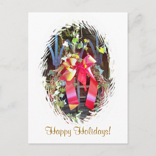 CHRISTMAS GARLAND HOLIDAY POSTCARD (Front)