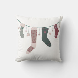 Christmas garland of jolly socks cushion