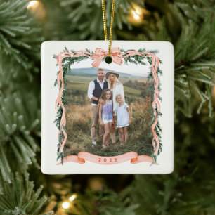 CHRISTMAS GARLAND Photo Ceramic Ornament