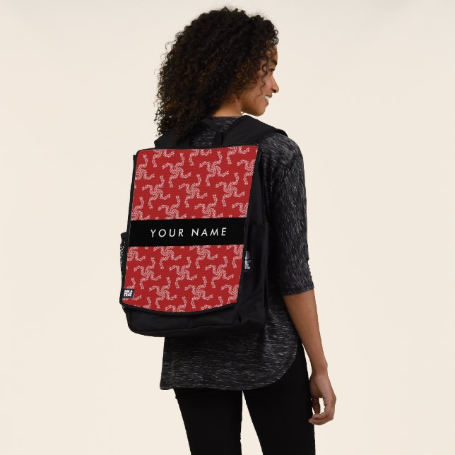 Christmas Garland, Red, Your name, Personalise Backpack (Worn)
