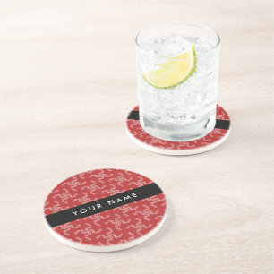 Christmas Garland, Red, Your name, Personalise Coaster