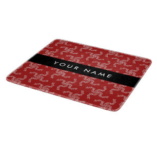 Christmas Garland, Red, Your name, Personalise Cutting Board