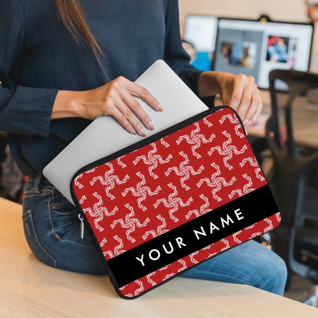 Christmas Garland, Red, Your name, Personalise Laptop Sleeve (Creator Uploaded)