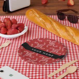 Christmas Garland, Red, Your name, Personalise Paper Plate