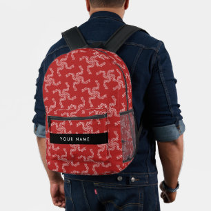 Christmas Garland, Red, Your name, Personalise Printed Backpack