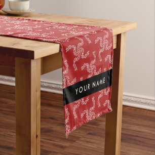 Christmas Garland, Red, Your name, Personalise Short Table Runner