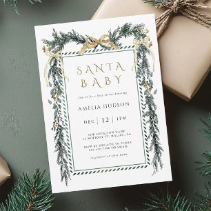 Christmas Garland Santa Baby Shower                Invitation