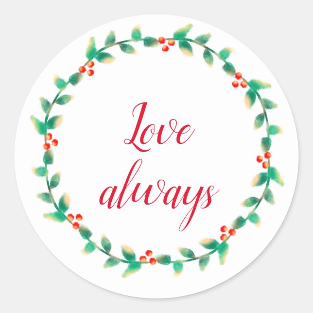 Christmas Garland Simple Round Sticker (Front)