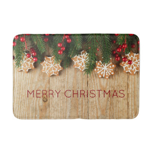 Christmas Garland & Snowflake Cookies Bathmat