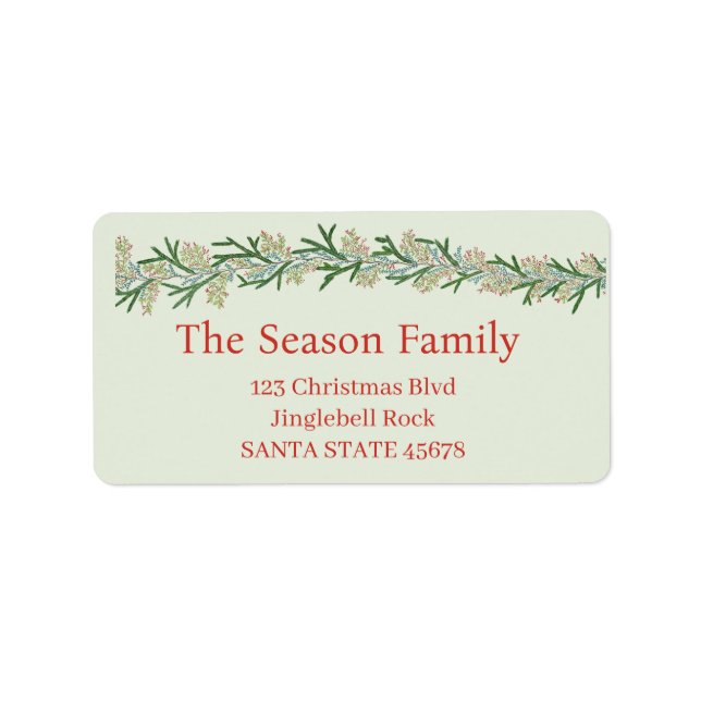 Christmas Garland watercolor Label (Front)