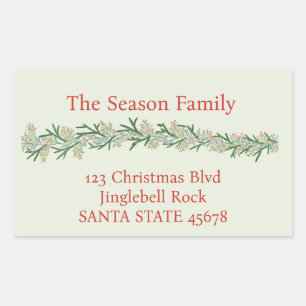 Christmas Garland Watercolor Rectangular Sticker