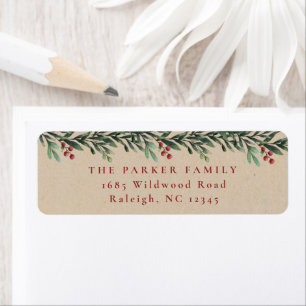 Christmas Garland Watercolor Return Address  