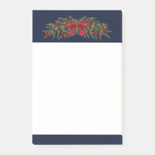 Christmas Garland With A Red Bow And Baubles Post-it Notes