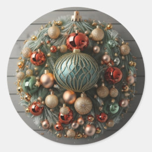 Christmas Garland wreath  Classic Round Sticker