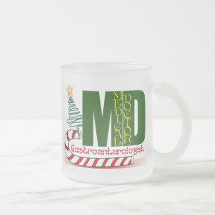 CHRISTMAS GASTROENTEROLOGIST FROSTED GLASS COFFEE MUG