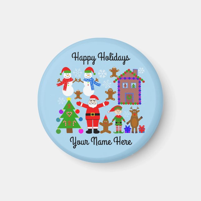 Christmas Gathering #2 Round Magnet  (Front)